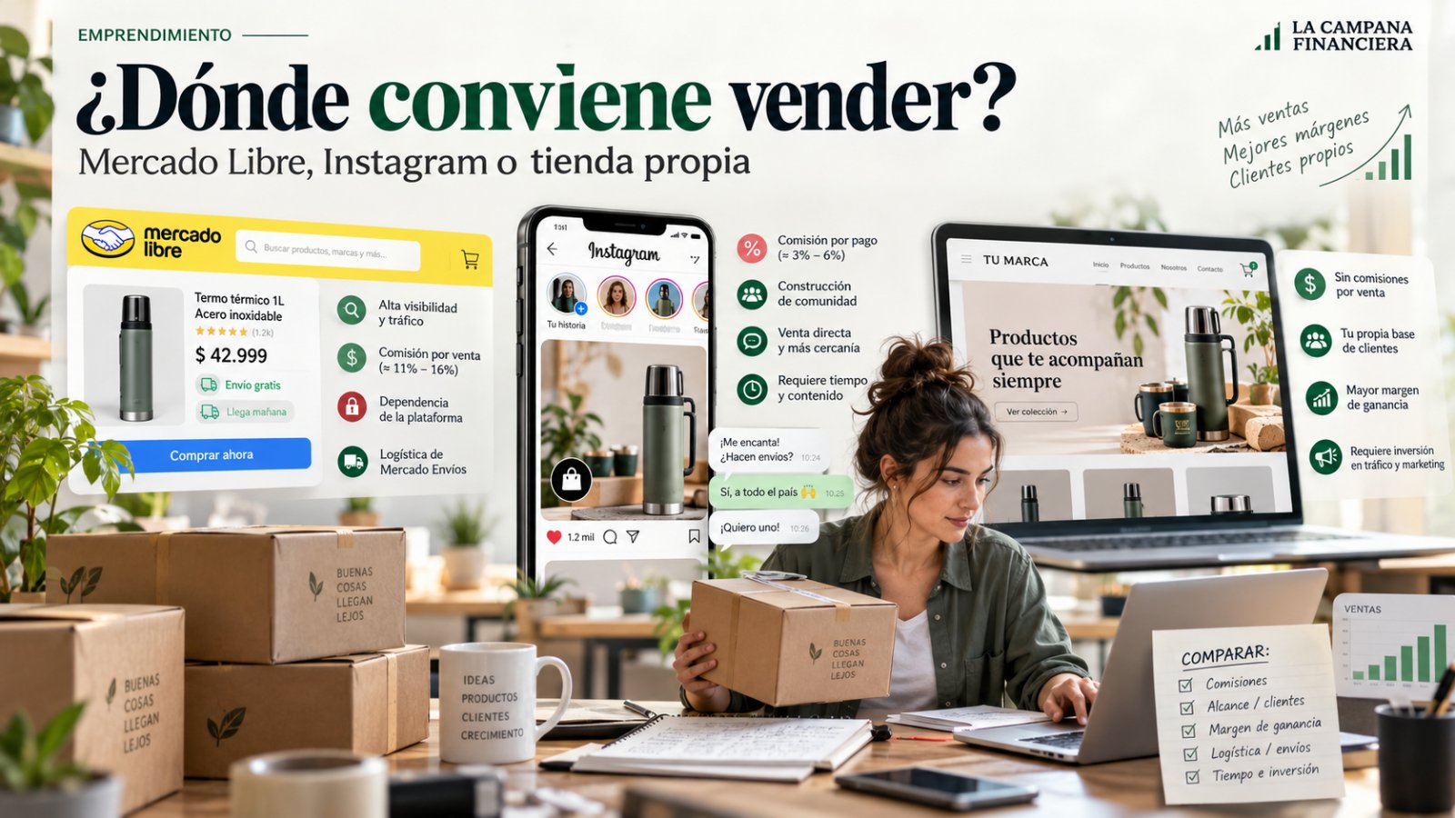 ¿Conviene vender por Mercado Libre, Instagram o tener una tienda online propia? Los costos ocultos que pueden afectar tu negocio