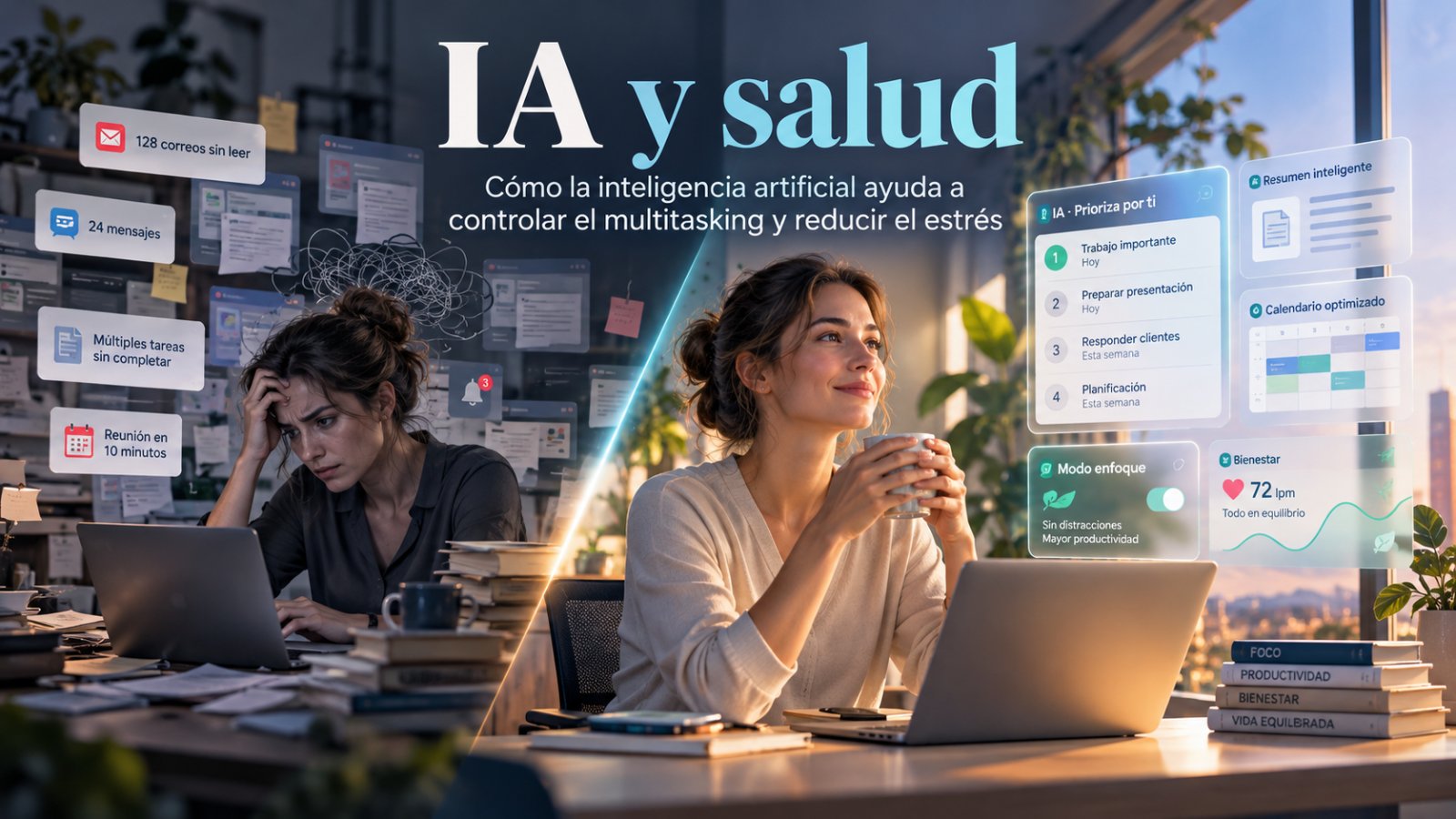 IA y salud: cómo la inteligencia artificial ayuda a controlar el multitasking y reducir el estrés